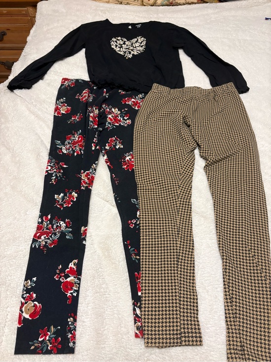 Carter's Other - Carter's Black Floral Leggings and Tan Houndstooth Pants